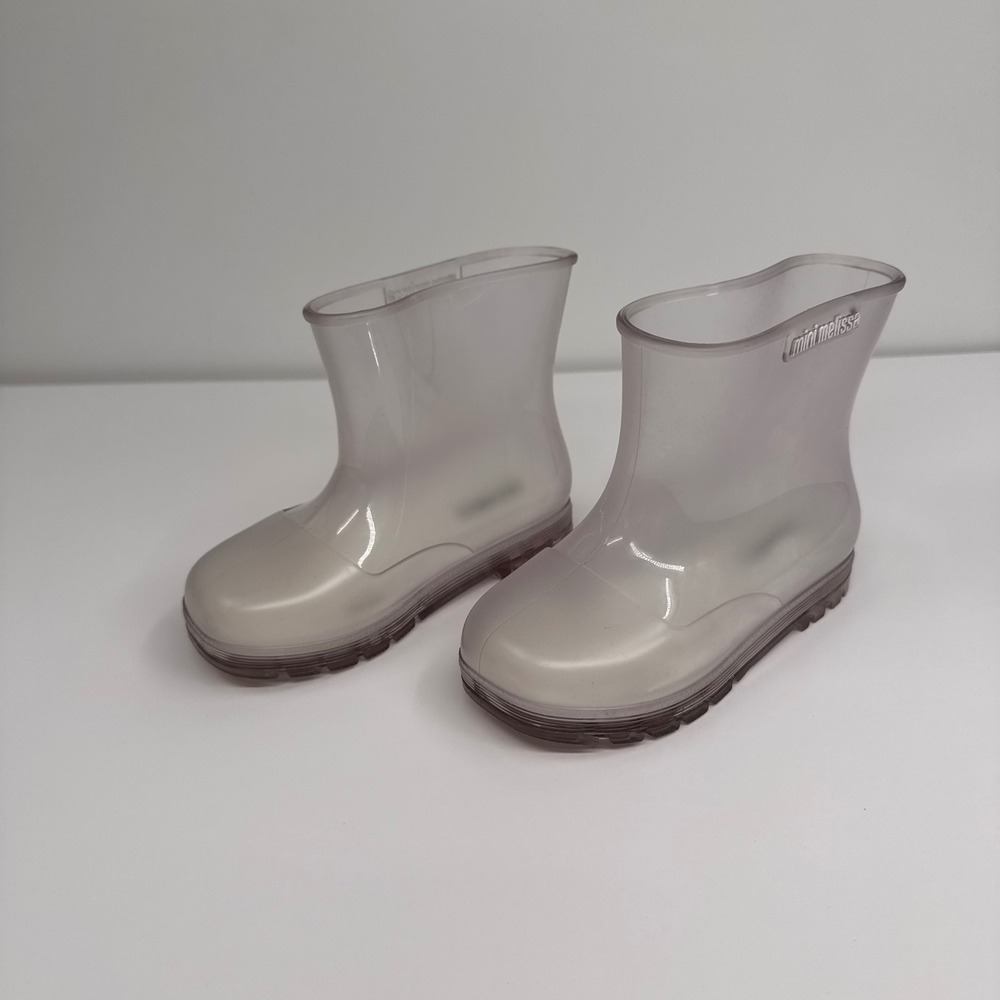 Mini Melissa Kids Size 10 Translucent Clear Welly Wellington Rain Boots